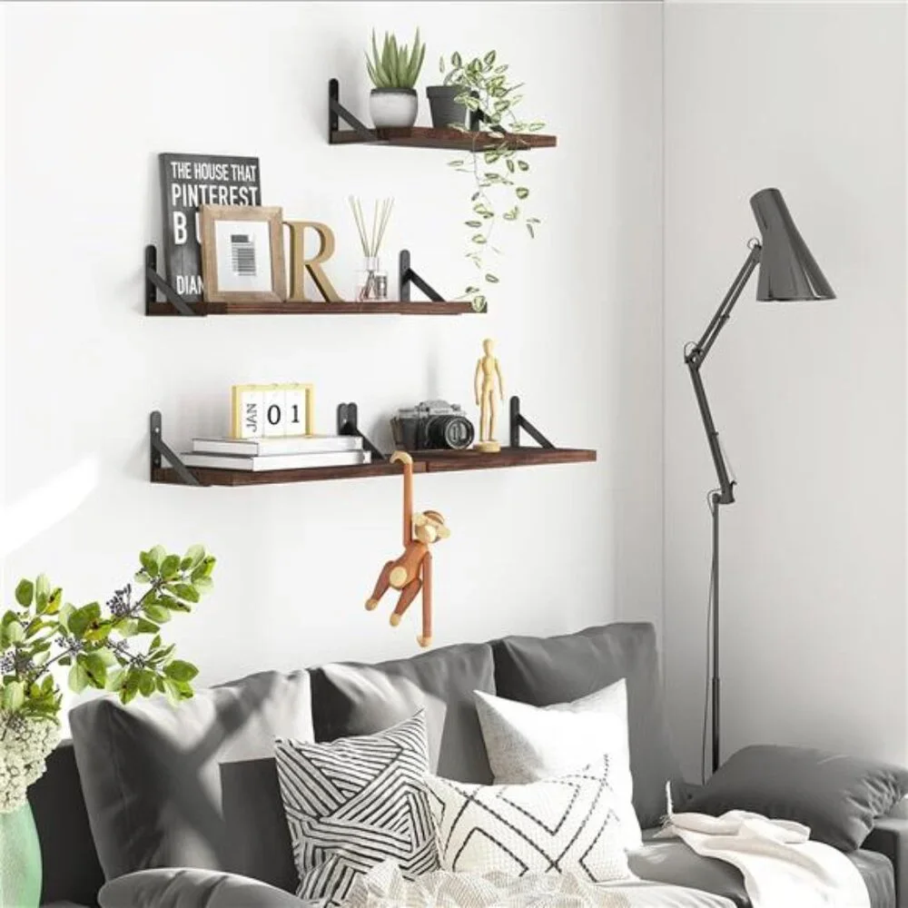 Floating Shelves for Wall, Different Sizes Dark Carbonized Pine Wall Shelves